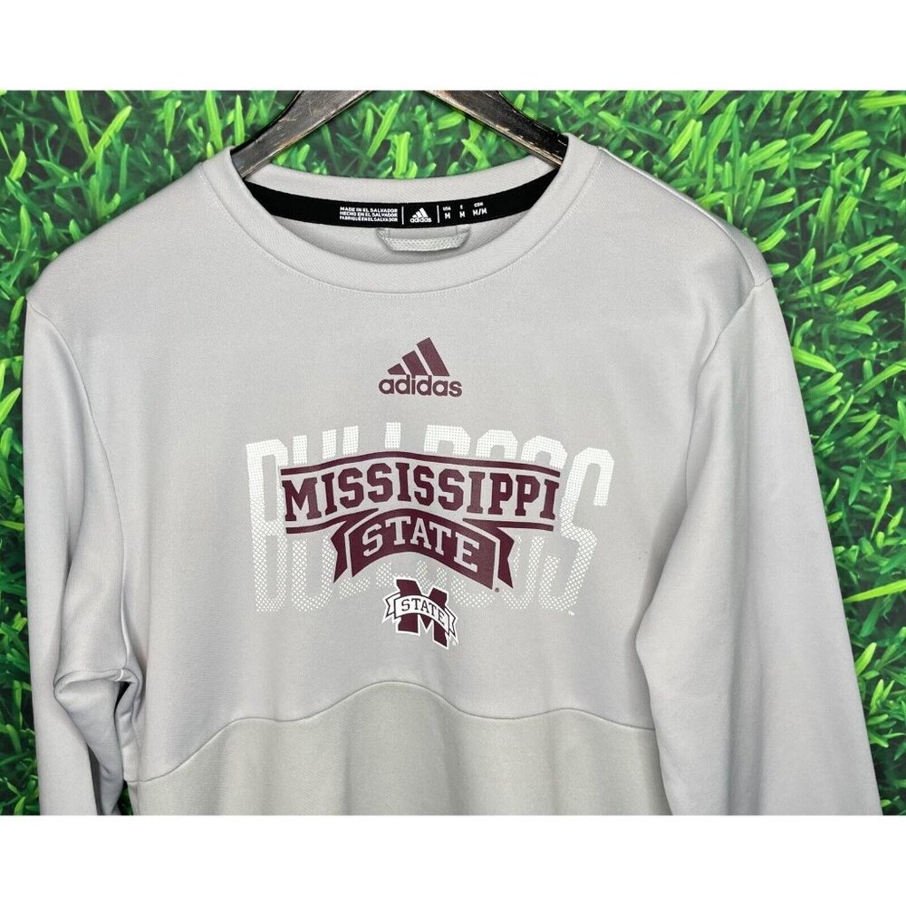 Mississippi State Bulldogs MSU Dawgs Gray Mens Medium Adidas Pullover Sweatshirt